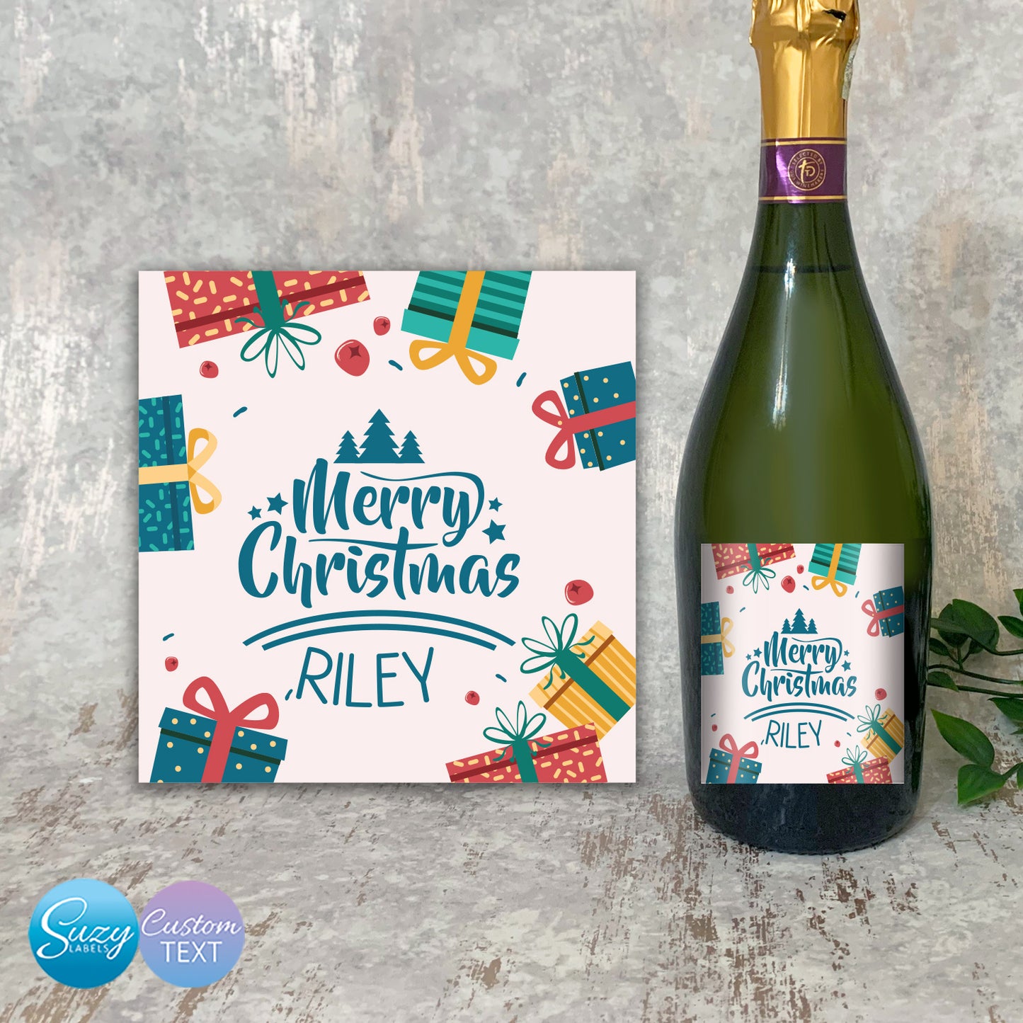 Christmas Prosecco Personalised Bottle Labels