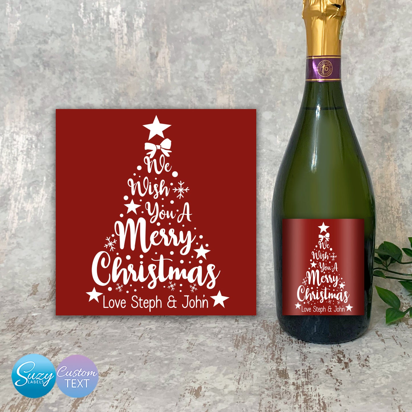 Christmas Prosecco Personalised Bottle Labels