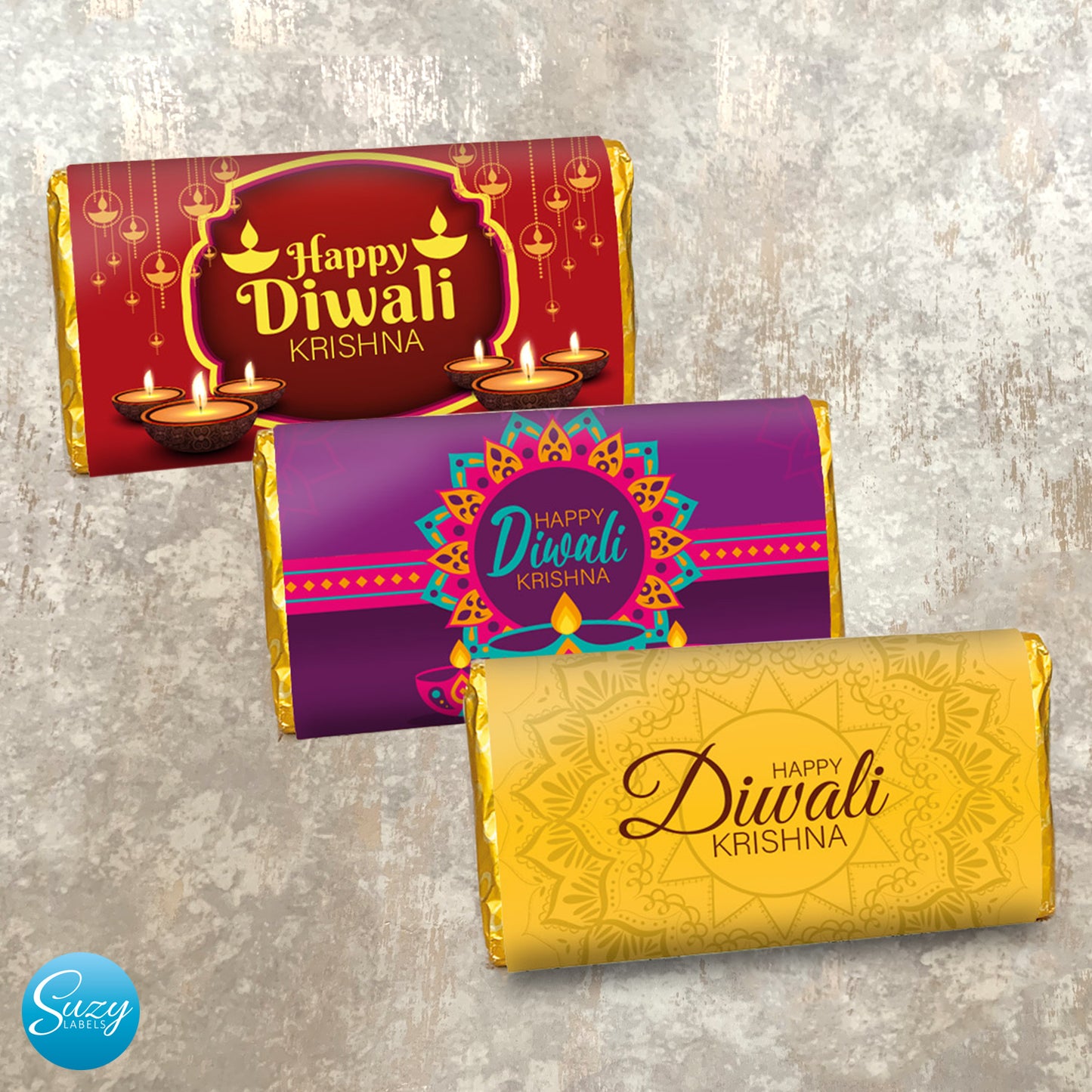 Diwali Personalised Gift Chocolate Label - Diwali Gift to Celebrate the Festival of Lights - Customisable Text