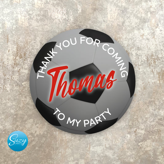 Football Thank You For Coming To My Party Stickers, Personalised Party Favours