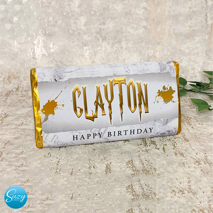 Personalised birthday gift chocolate wrapper for Harry Potter fans