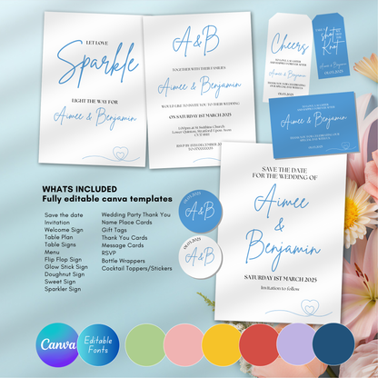 DIY Minimalist Elegant Wedding Stationery Bundle Template