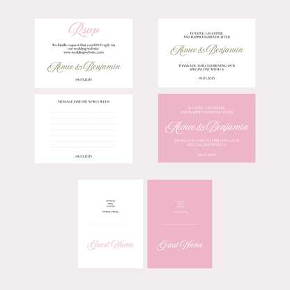 DIY Pink Rose Wedding Stationery Bundle Template