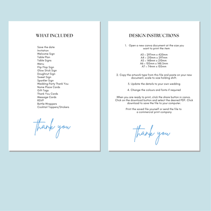 DIY Minimalist Elegant Wedding Stationery Bundle Template