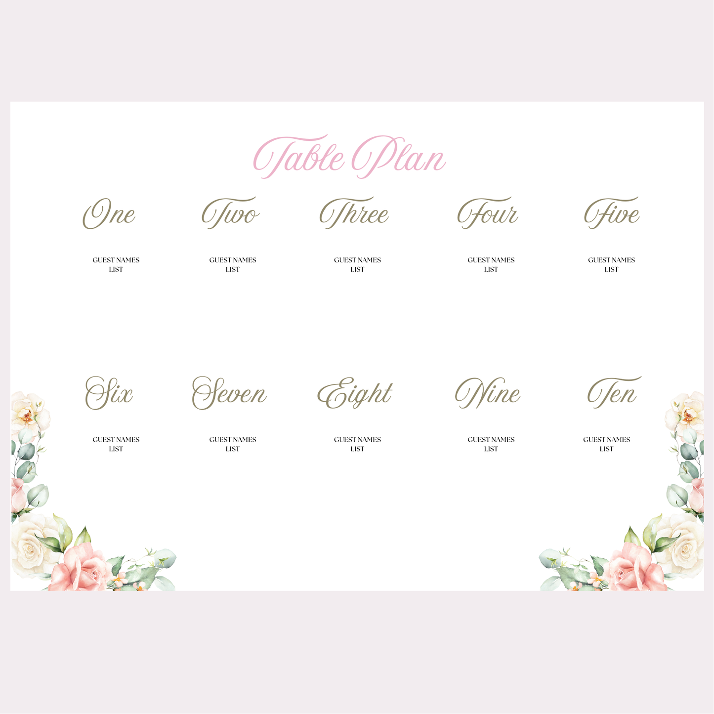 DIY Pink Rose Wedding Stationery Bundle Template