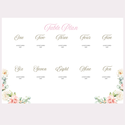 DIY Pink Rose Wedding Stationery Bundle Template