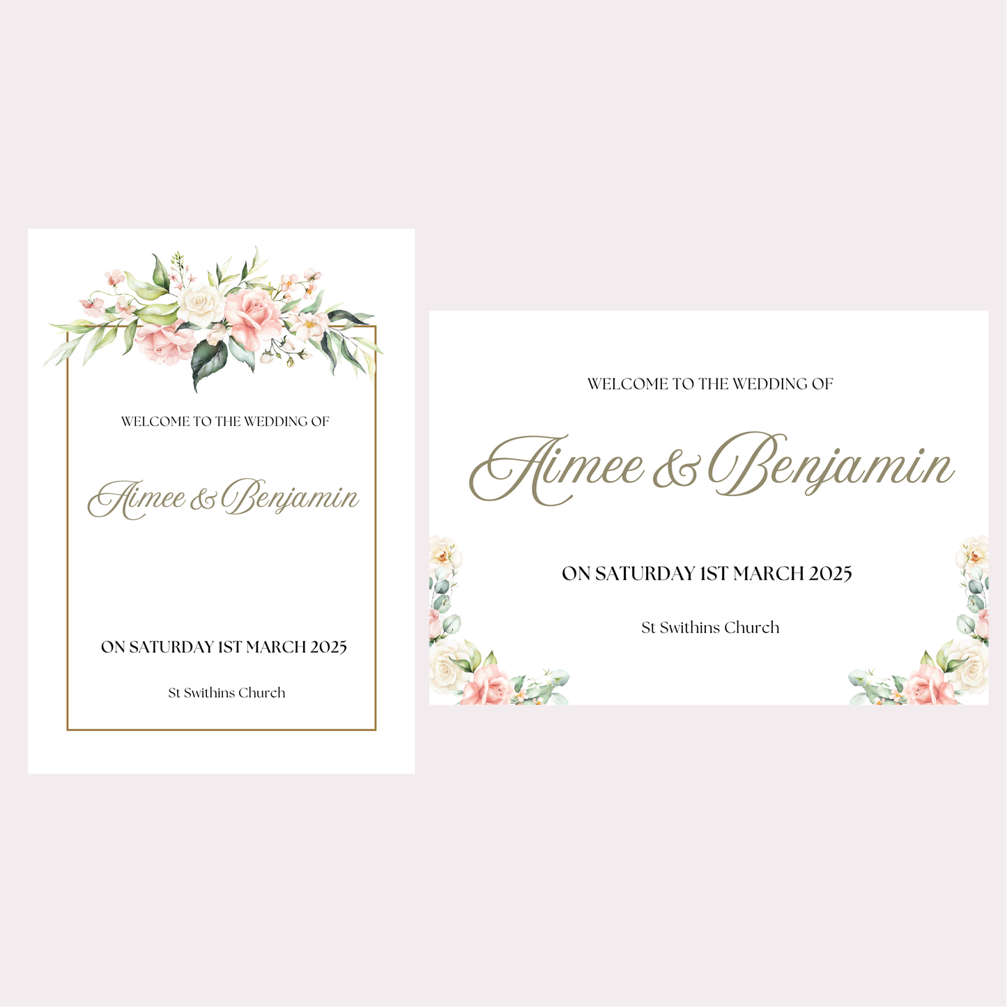 DIY Pink Rose Wedding Stationery Bundle Template