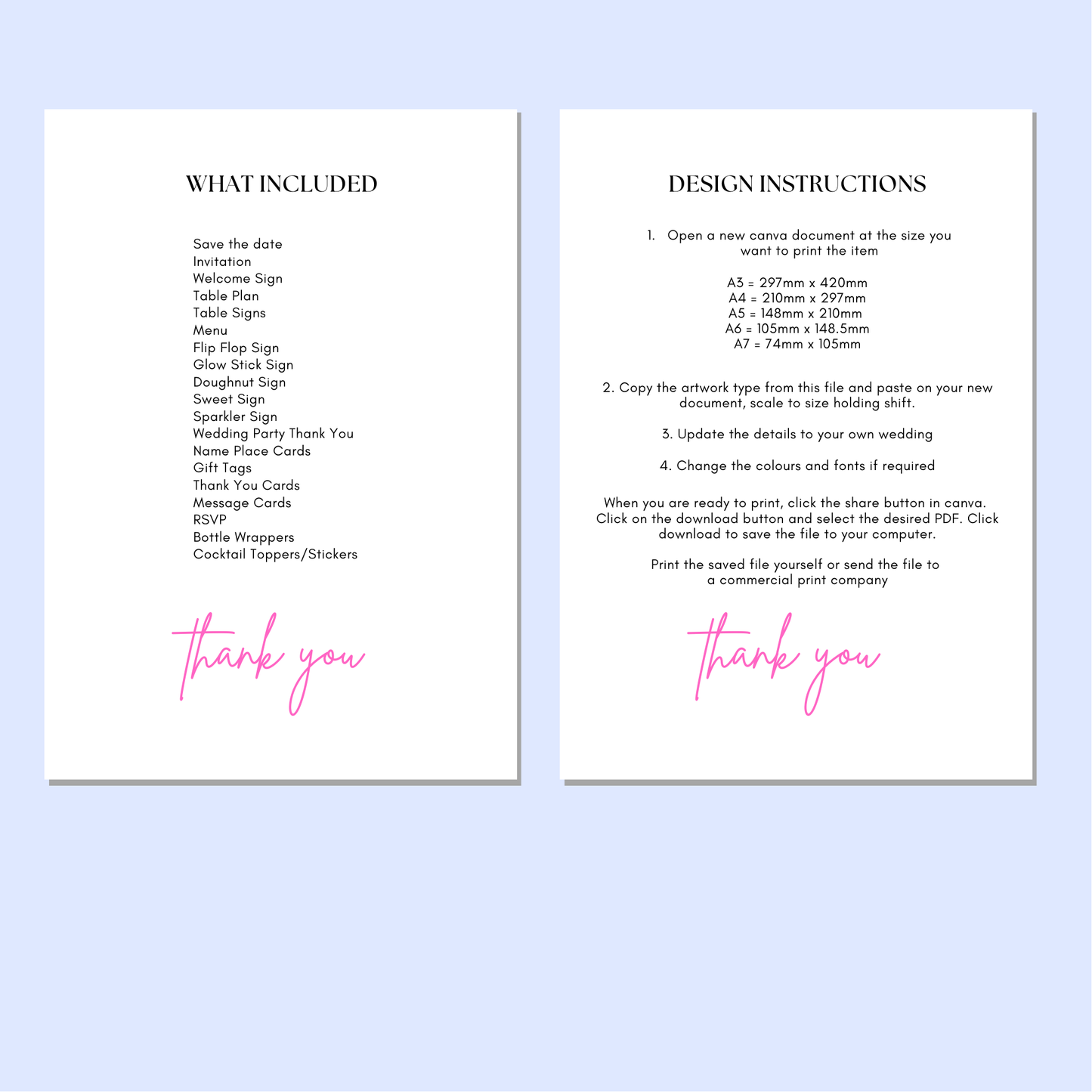 DIY Navy Pink Wedding Stationery Bundle Template