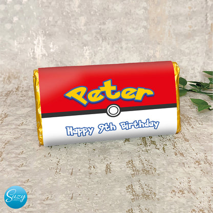 Personalised Birthday Gift chocolate wrapper for Pokemon Fans, Pokemon Gift, Pokemon Ball