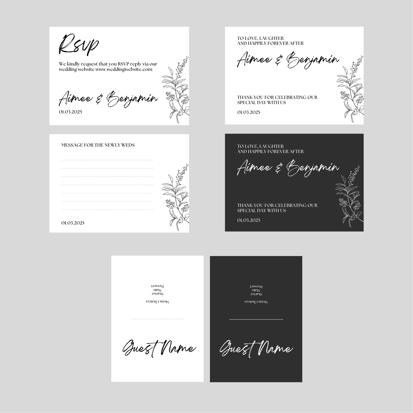 DIY Wildflower Artistic Wedding Stationery Bundle Template