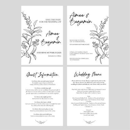 DIY Wildflower Artistic Wedding Stationery Bundle Template