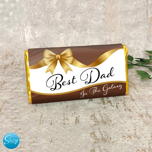 Best Dad Chocolate Bar Personalised Gift - Best Dad In The Galaxy - Chocolate Hamper Gifts - Gift Box - Fun Galaxy Chocolate - Custom Text