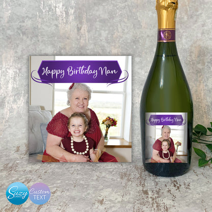 Personalised Prosecco Bottle Label, Custom Photo