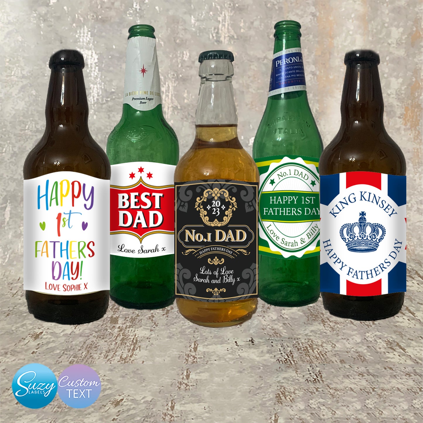 Fathers Day Personalised Beer Labels - Set of 4 with Gift Card