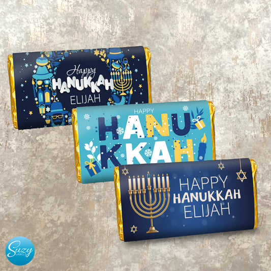 Hanukkah Personalised Gift Chocolate Label - Hanukkah Gift - Celebrate the Festival of Lights - Customisable Text