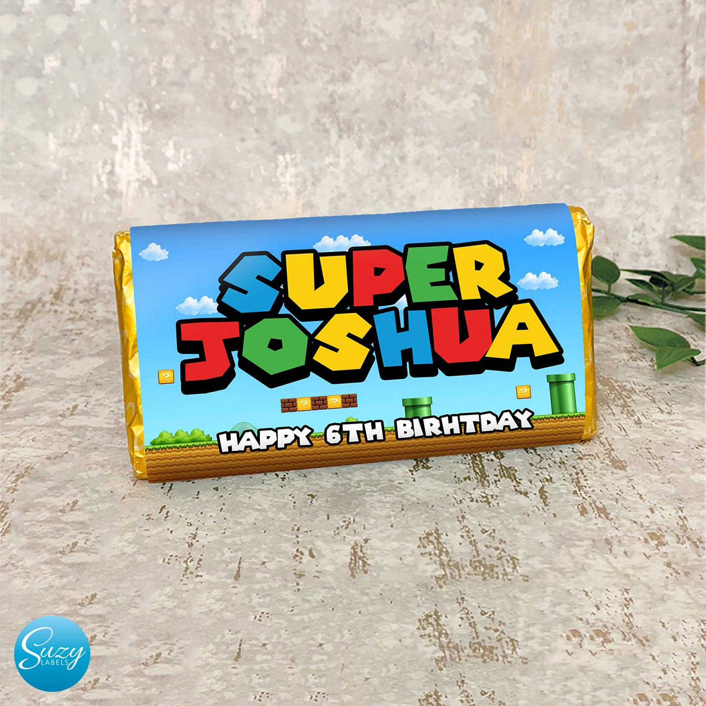 Personalised Birthday Gift chocolate wrapper for Mario Nintendo Super Fans, Super Mario Video Game Gift Ideas