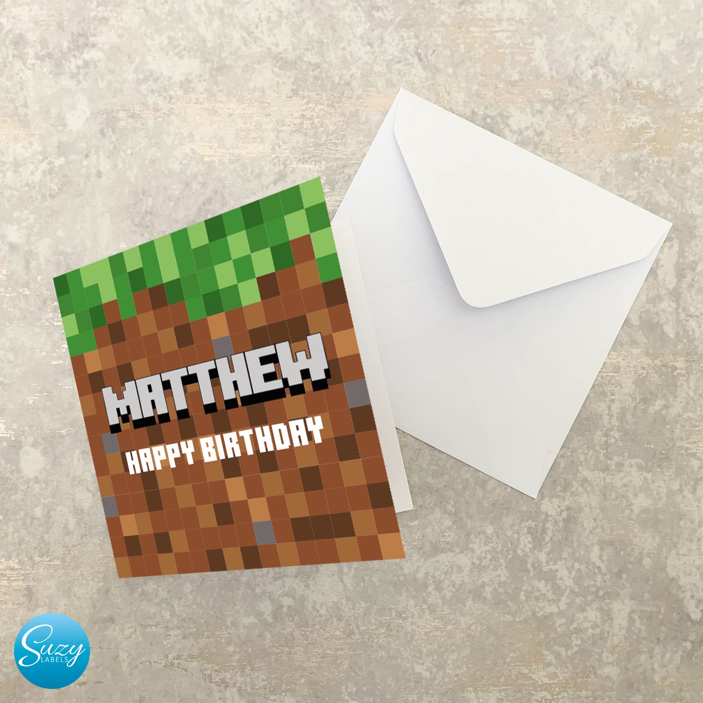 Minecraft Themed Personalised Birthday Gift Chocolate Label