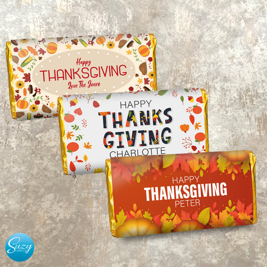 Thanksgiving Personalised Gift Chocolate Label - Give Thanks - October - Fall - Autumn