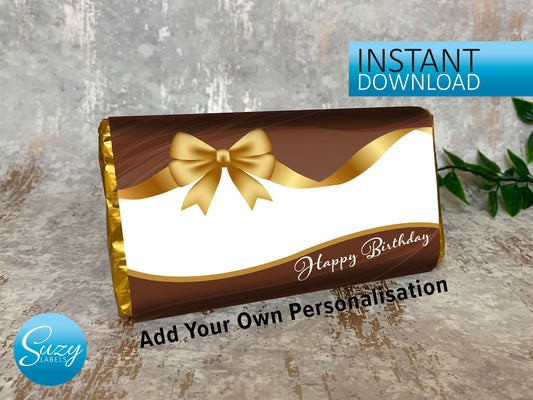 Personalised Gift Chocolate Wrapper Printable Download, Perfect Birthday Gift For Him and Her