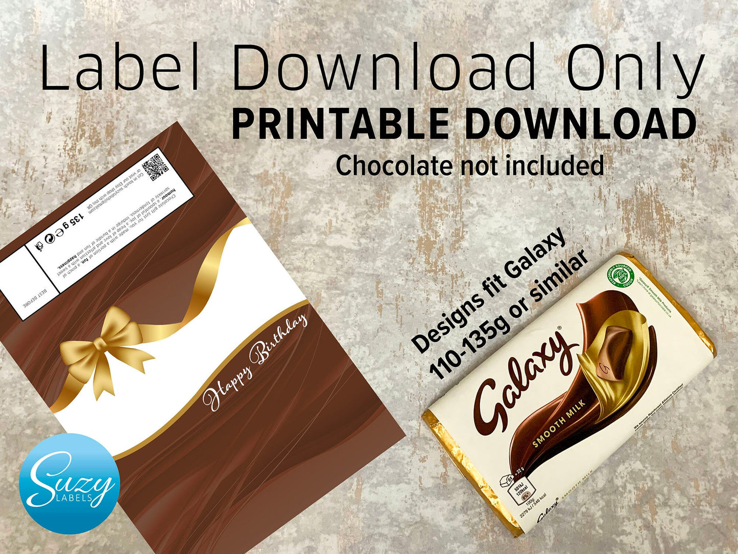 Personalised Gift Chocolate Wrapper Printable Download, Perfect Birthday Gift For Him and Her