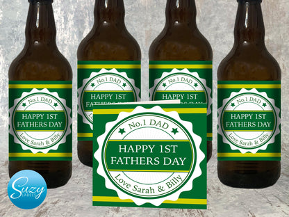 Fathers Day Personalised Beer Labels - Set of 4 with Gift Card