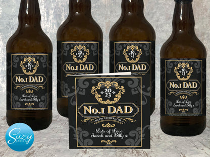 Fathers Day Personalised Beer Labels - Set of 4 with Gift Card