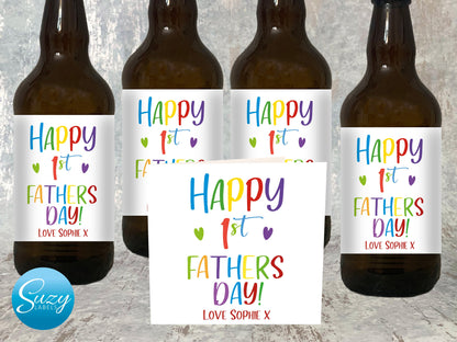 Fathers Day Personalised Beer Labels - Set of 4 with Gift Card