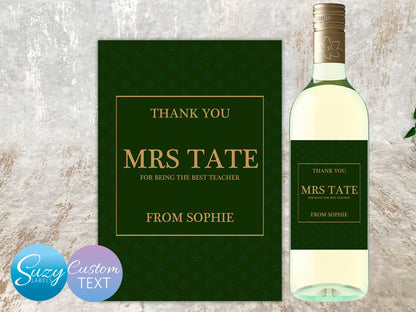 Personalised Teacher Appreciation End of Year Wine Labels and Stickers, Teacher Gift Wine Bottle Labels, Fun Teachers Appreciation Day