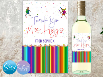 Personalised Teacher Appreciation End of Year Wine Labels and Stickers, Teacher Gift Wine Bottle Labels, Fun Teachers Appreciation Day