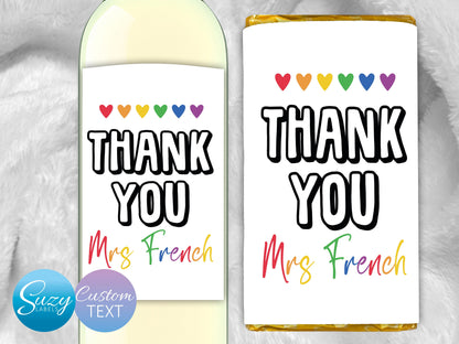 Teacher Appreciation End of Year Wine Labels/Chocolate Labels, Teacher Gift Wine Bottle Labels, Fun Teacher Appreciation Day, Thank you gift