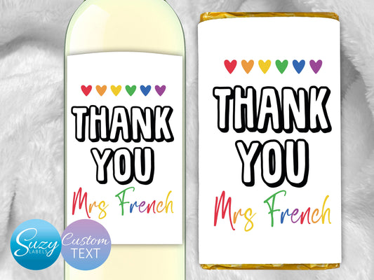 Teacher Appreciation End of Year Wine Labels/Chocolate Labels, Teacher Gift Wine Bottle Labels, Fun Teacher Appreciation Day, Thank you gift