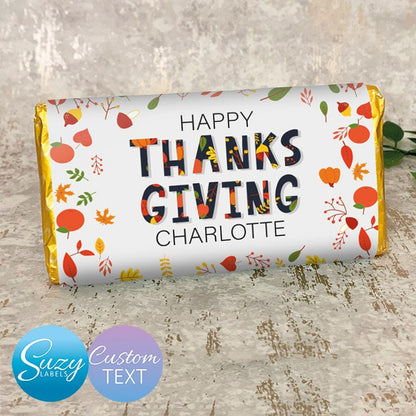 Thanksgiving Personalised Gift Chocolate Label - Give Thanks - October - Fall - Autumn