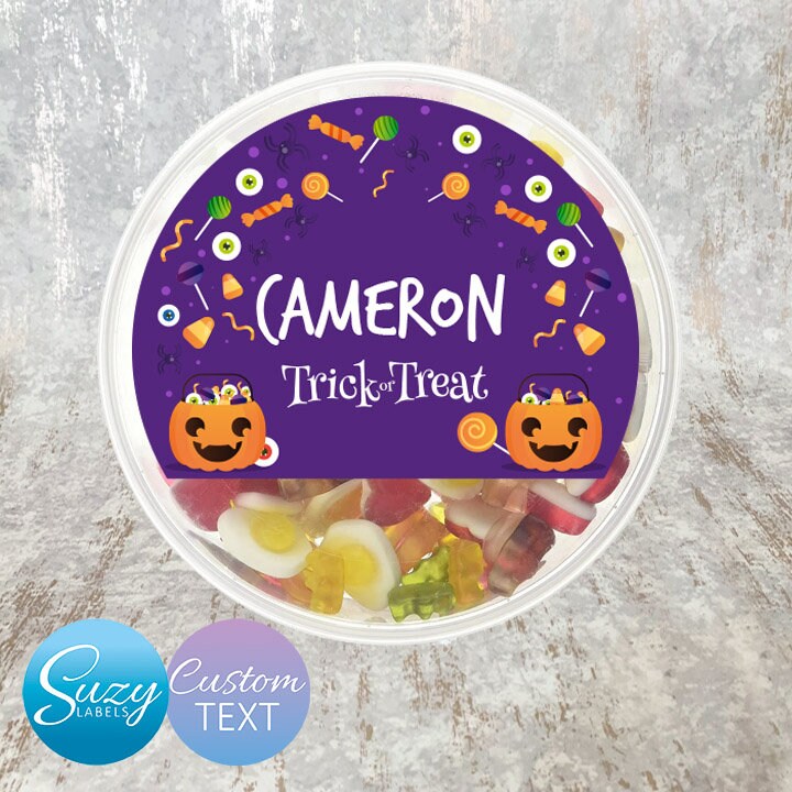 Halloween Personalised Sweets Tub Label - Trick or Treat - Customised Gifts