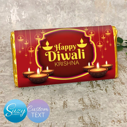 Diwali Personalised Gift Chocolate Label - Diwali Gift to Celebrate the Festival of Lights - Customisable Text