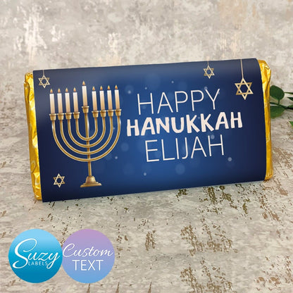 Hanukkah Personalised Gift Chocolate Label - Hanukkah Gift - Celebrate the Festival of Lights - Customisable Text