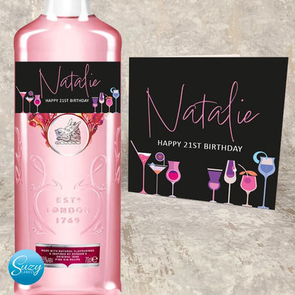 Pink Gin Gift - Personalised Gin Label - Special Birthday Gift - Gin Lover - Alcohol Gift - Gift Cards Available