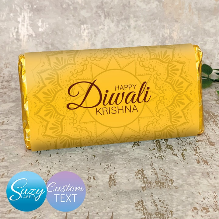 Diwali Personalised Gift Chocolate Label - Diwali Gift to Celebrate the Festival of Lights - Customisable Text