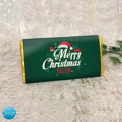 Merry Christmas Personalised Chocolate Gift - Custom Christmas Label - Happy Xmas Chocolate Labels and Gift Cards