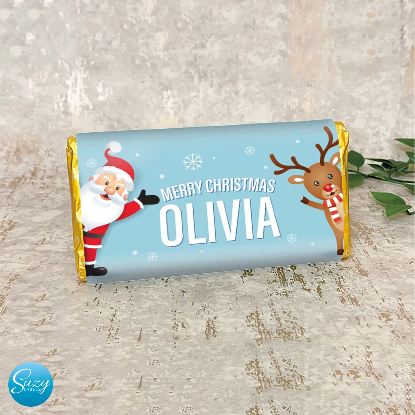 Merry Christmas Personalised Chocolate Gift - Custom Christmas Label - Happy Xmas Chocolate Labels and Gift Cards