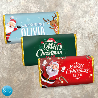 Merry Christmas Personalised Chocolate Gift - Custom Christmas Label - Happy Xmas Chocolate Labels and Gift Cards